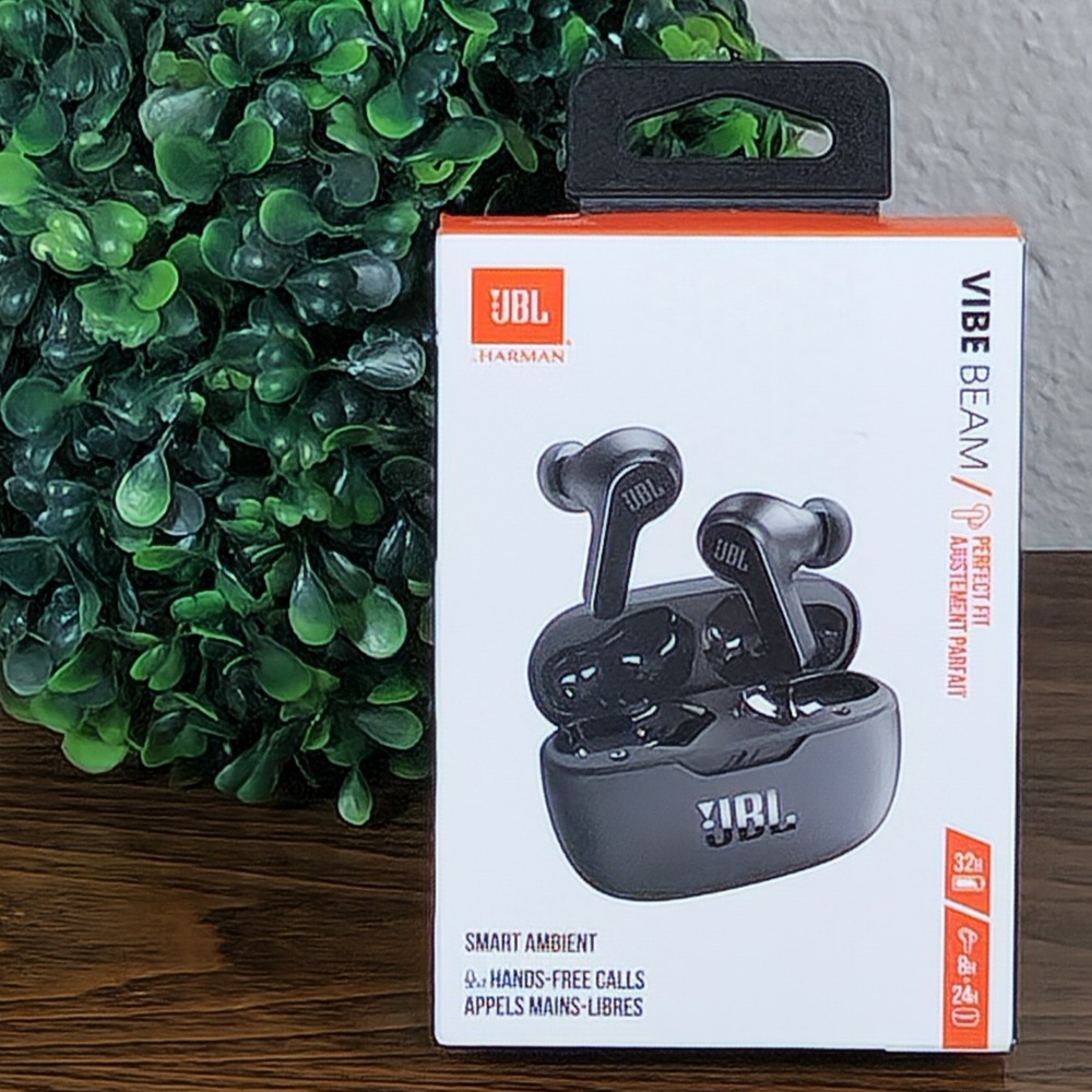 JBL Vibe Beam Wireless Earbuds Headphones In Ear Noise Cancelling Black‎ New